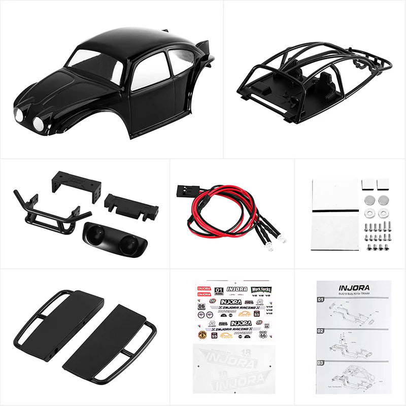Injora BUG18-BK Black BUG18 Crawler Body Set for Traxxas® TRX-4M™ with 155mm Wheelbase