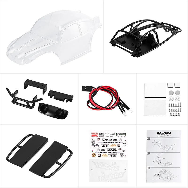 Injora BUG18-CL Clear BUG18 Crawler Body Set for Traxxas® TRX-4M™ with 155mm Wheelbase