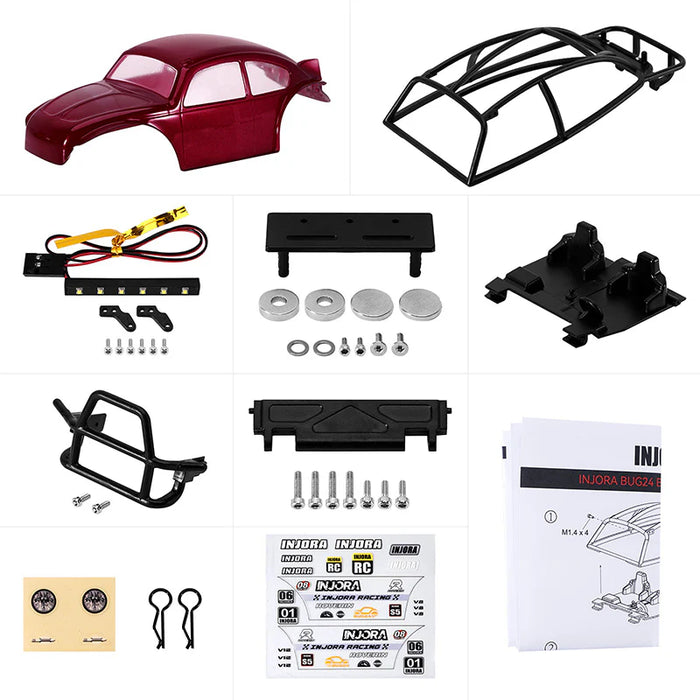Injora BUG24-RD Red Axial® SCX24 BUG24 1/24 Pre-Painted Rock Crawler Body Set