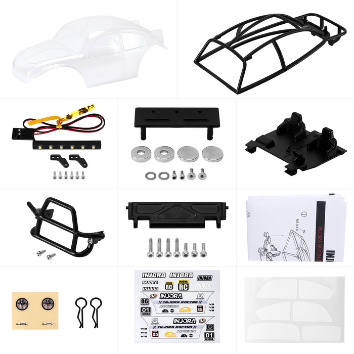Injora INJBUG24-CL 1/24 Clear Bug Body with Interior fits SCX24 with Light Bar