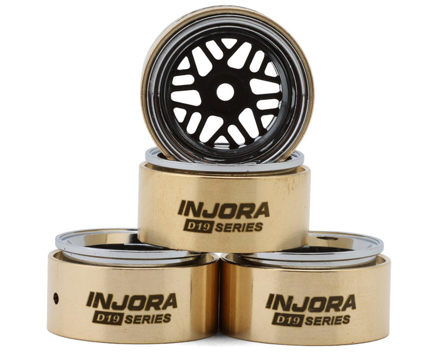 Injora MW7012BK-19 Injora 0.7" D19 Black ModuWheel Brass & Aluminum Micro Crawler Beadlock Wheels