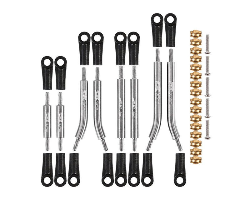 Injora SCX24-90SR Axial SCX24 Silver Stainless Steel High Clearance Suspension Links Set