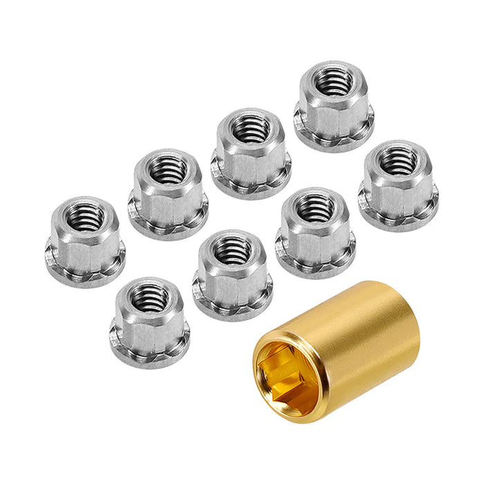 Injora SCX30-12-8 2mm Stainless Steel Wheel Nuts for Axial SCX30 (8 Pack)
