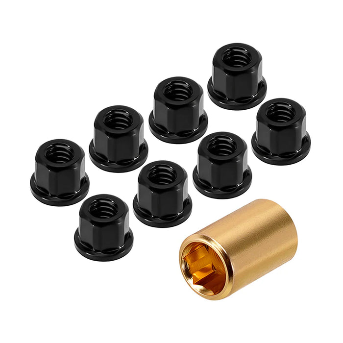 Injora SCX30-12-8BK Axial SCX30 2mm Black Stainless Steel Wheel Nuts (8 Pack)