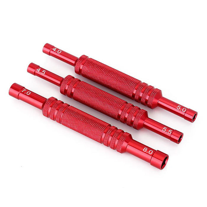 Injora TOOL-LSD07 Red Aluminum Thin-Walled Wheel Nut Wrenches Set