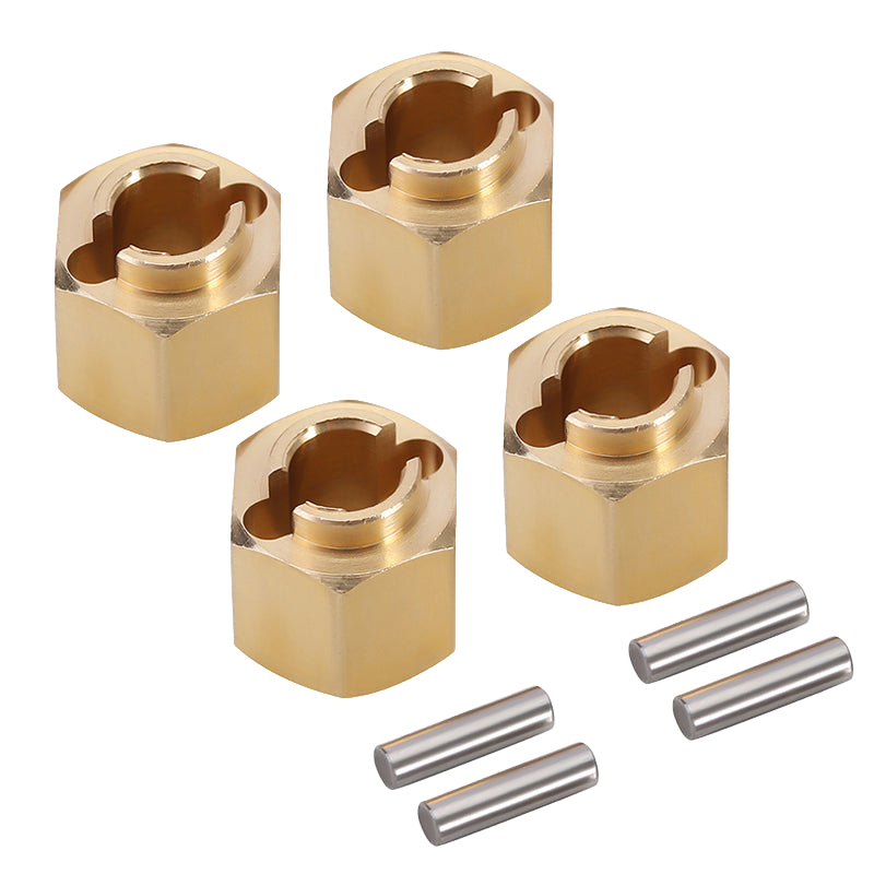 Injora TRX4M-02-6 Gold 1.5g Brass Wheel Hex Adapters for Redcat Ascent-18 (4 Pack)
