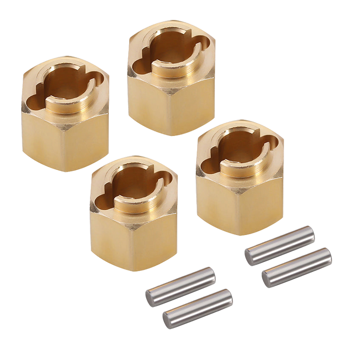 Injora TRX4M-02-6 Gold 1.5g Brass Wheel Hex Adapters for Redcat Ascent-18 (4 Pack)