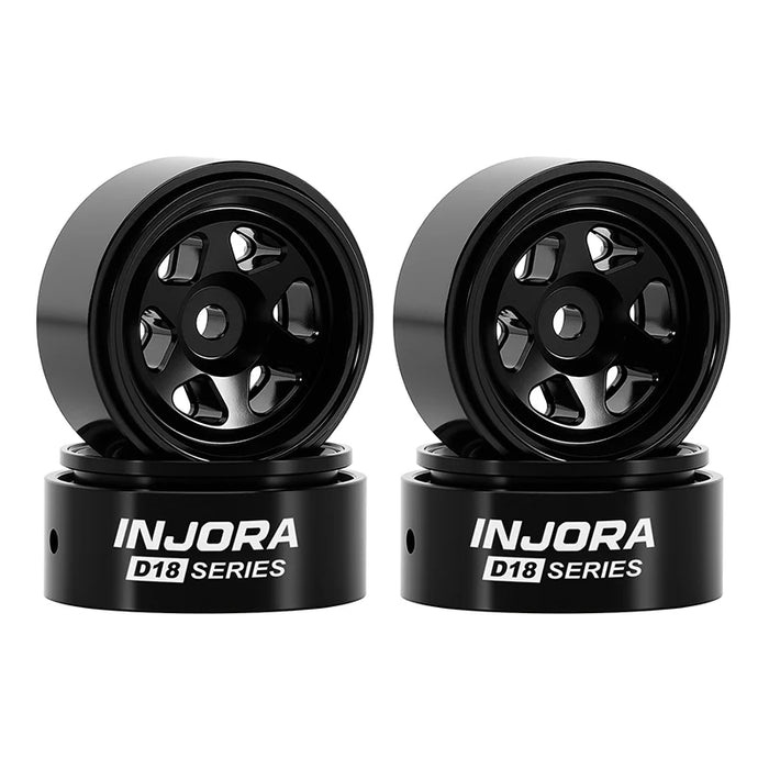 Injora W7001BK-18 Axial SCX30 0.7" 6-Spoke Aluminum Micro Rock Crawler Beadlock Wheels (4g ea - 4 Pack)
