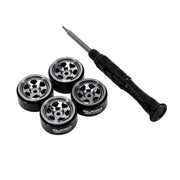 Injora W7001TI-18 Axial SCX30 0.7" 6-Spoke Aluminum Micro Rock Crawler Beadlock Wheels (4g ea - 4 Pack)
