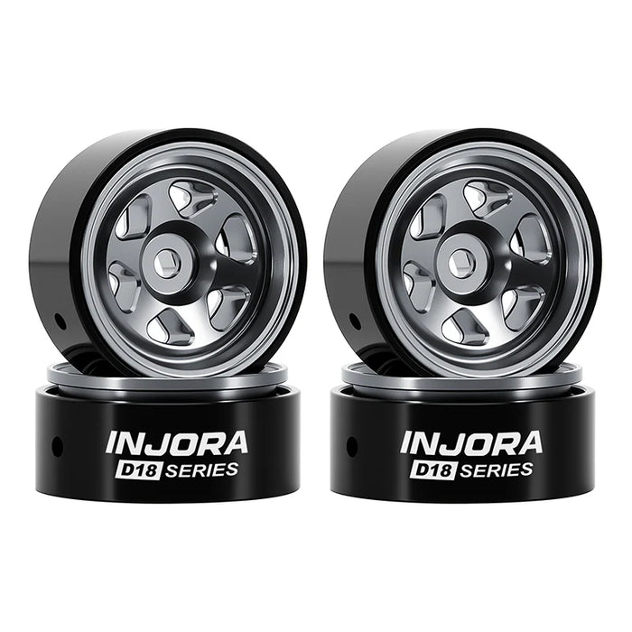 Injora W7001TI-18 Axial SCX30 0.7" 6-Spoke Aluminum Micro Rock Crawler Beadlock Wheels (4g ea - 4 Pack)