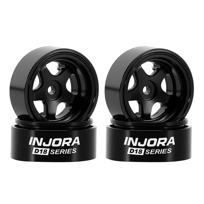 Injora W7002BK-18 Axial SCX30 0.7" 5-Spoke Aluminum Micro Rock Crawler Beadlock Wheels (3.4g ea - 4 Pack)
