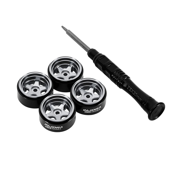 Injora W7002TI-18 Axial SCX30 0.7" 5-Spoke Aluminum Micro Rock Crawler Beadlock Wheels (3.4g ea - 4 Pack)