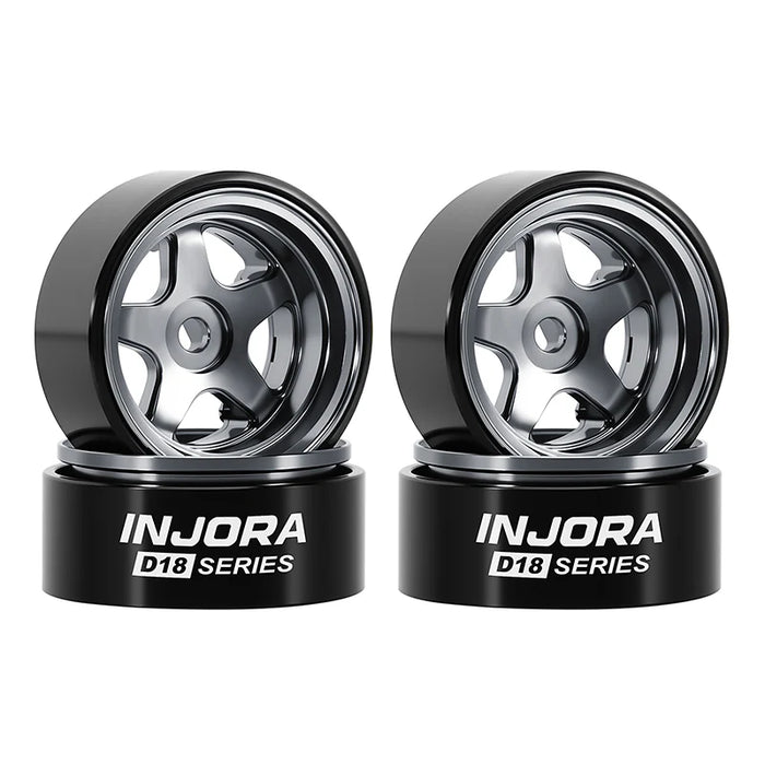 Injora W7002TI-18 Axial SCX30 0.7" 5-Spoke Aluminum Micro Rock Crawler Beadlock Wheels (3.4g ea - 4 Pack)