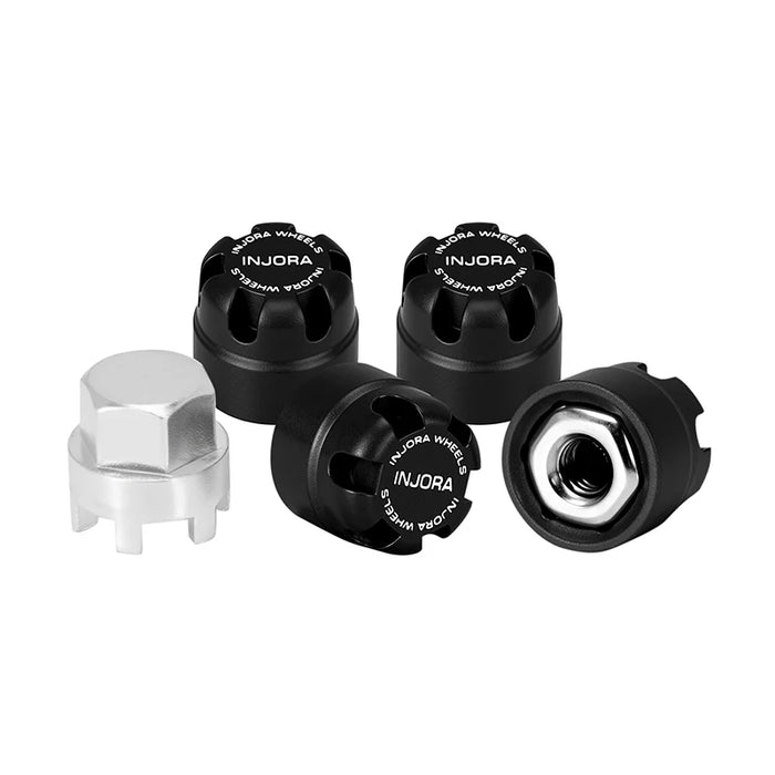 Injora WH-28BK Black 2.5mm Aluminum Wheel Cap Lock Nuts (4 Pack)