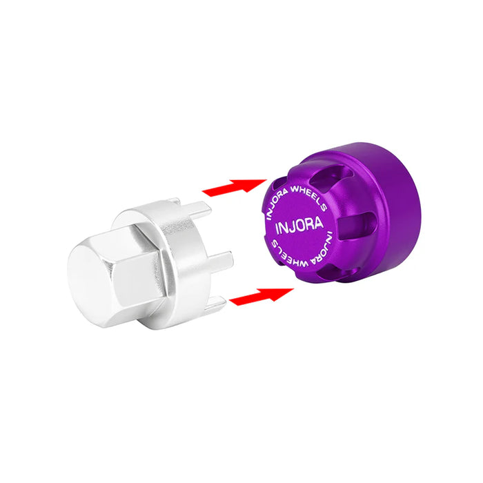 Injora WH-28PU Purple 2.5mm Aluminum Wheel Cap Lock Nuts (4 Pack)