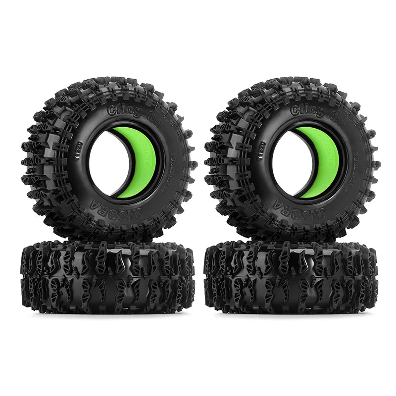 Injora YQT-1320-1370GN 1.3" Cling On Micro Rock Crawler Tires Combo (70mm OD) (S5) (4 Pack)