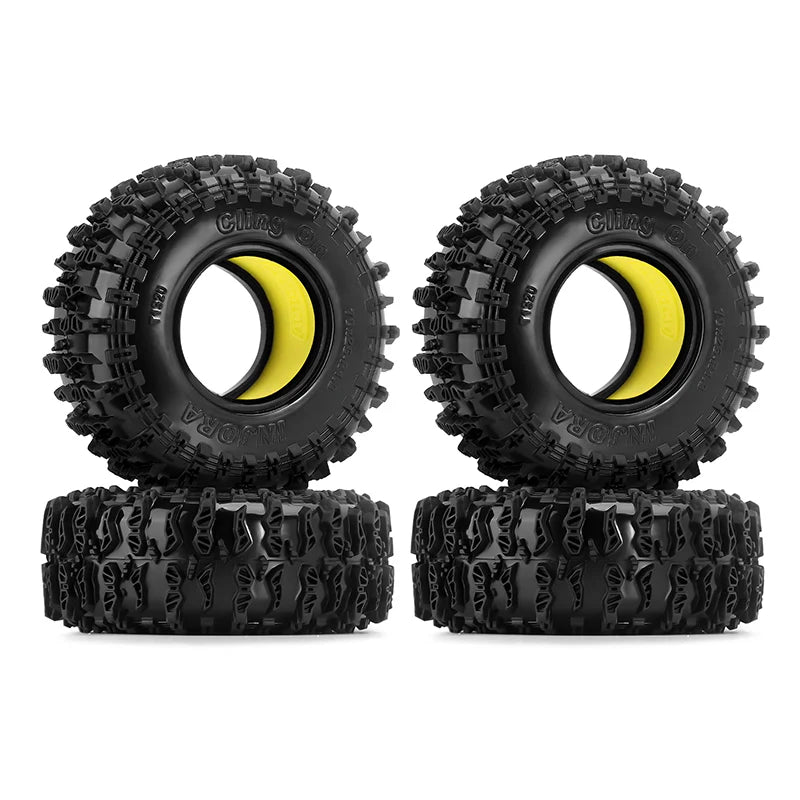 Injora YQT-1320-1370YE 1.3" Cling On Micro Rock Crawler Tires Combo (70mm OD) (S5) (4 Pack)