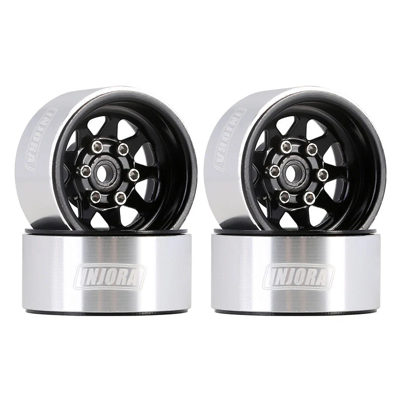 Injora YQW-1004BK 1.0" Deep Dish Stamped Steel Micro Rock Crawler Beadlock Wheels (15g ea - 4 Pack)