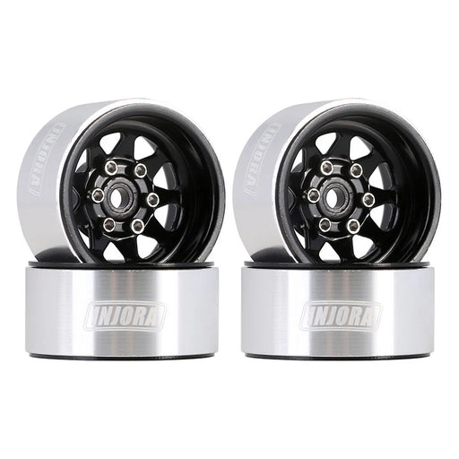 Injora YQW-1004BK 1.0" Deep Dish Stamped Steel Micro Rock Crawler Beadlock Wheels (15g ea - 4 Pack)