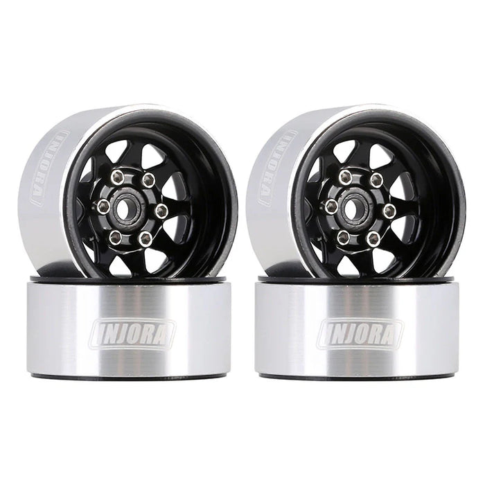 Injora YQW-1004BK 1.0" Deep Dish Stamped Steel Micro Rock Crawler Beadlock Wheels (15g ea - 4 Pack)