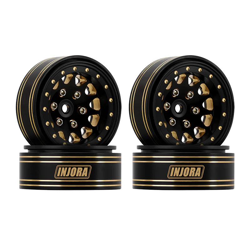 Injora YQW-1301BGD 1.3" D-Slot Brass Micro Rock Crawler Beadlock Wheels (68g ea - 4 Pack)