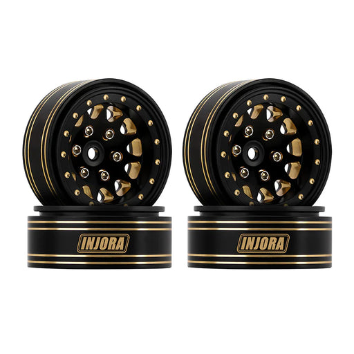 Injora YQW-1301BGD 1.3" D-Slot Brass Micro Rock Crawler Beadlock Wheels (68g ea - 4 Pack)