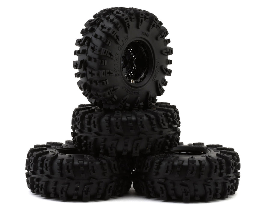 Injora YQW-1305BK-1319 Black 1.3" Deep Dish Aluminum Micro Crawler Beadlock Wheels with Swamp Claw Tires (4 Pack)
