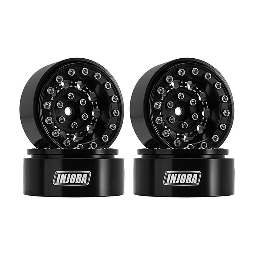 Injora YQW-1305BK Black 1.3" D-Slot Aluminum Micro Crawler Beadlock Wheels (27g ea - 4 Pack)