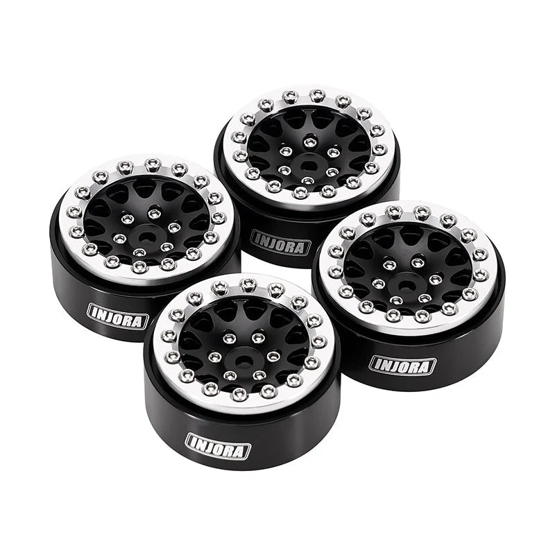 Injora YQW-1311SB 1.3" D-Slot Aluminum Micro Crawler Beadlock Wheels (27g ea - 4 Pack)