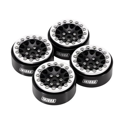 Injora YQW-1311SB 1.3" D-Slot Aluminum Micro Crawler Beadlock Wheels (27g ea - 4 Pack)