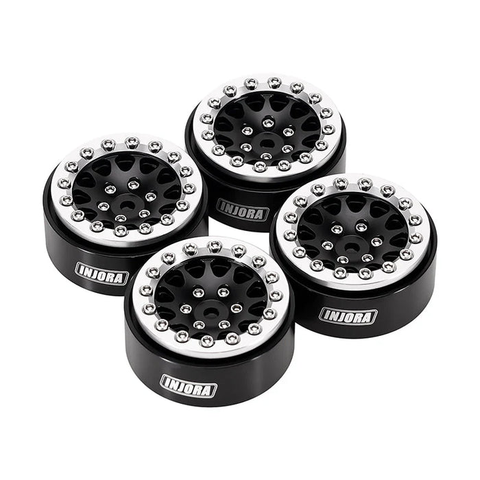 Injora YQW-1311SB 1.3" D-Slot Aluminum Micro Crawler Beadlock Wheels (27g ea - 4 Pack)