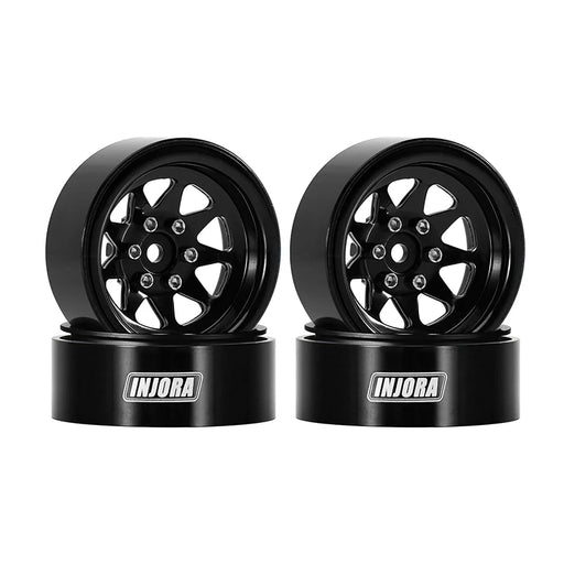 Injora YQW-1312BK 1.3" Stamped Steel Micro Rock Crawler Beadlock Wheels (23.5g ea - 4 Pack)
