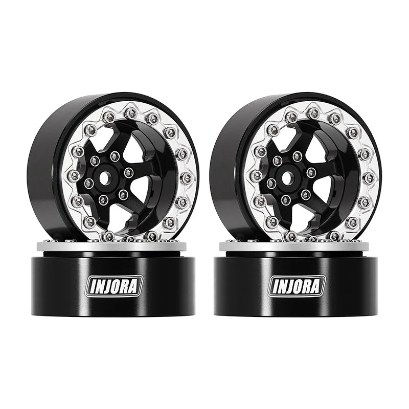 Injora YQW-1313SB 1.3" 6-Slot Aluminum Micro Crawler Beadlock Wheels (23g ea - 4 Pack)
