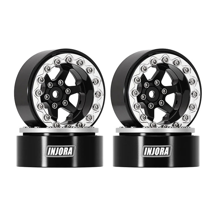 Injora YQW-1313SB 1.3" 6-Slot Aluminum Micro Crawler Beadlock Wheels (23g ea - 4 Pack)