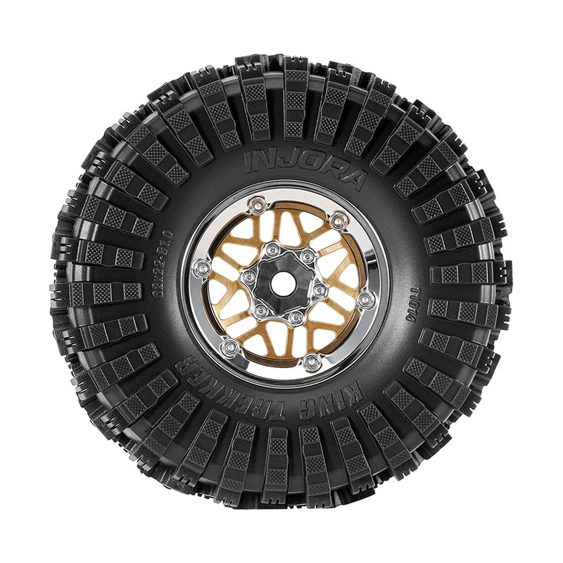 Injora YQW-MW1014SR-1014 1.0" Deep Dish Aluminum Micro Crawler Beadlock Wheels with Swamp Claw Tires