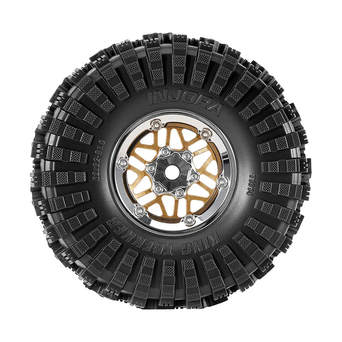 Injora YQW-MW1014SR-1014 1.0" Deep Dish Aluminum Micro Crawler Beadlock Wheels with Swamp Claw Tires