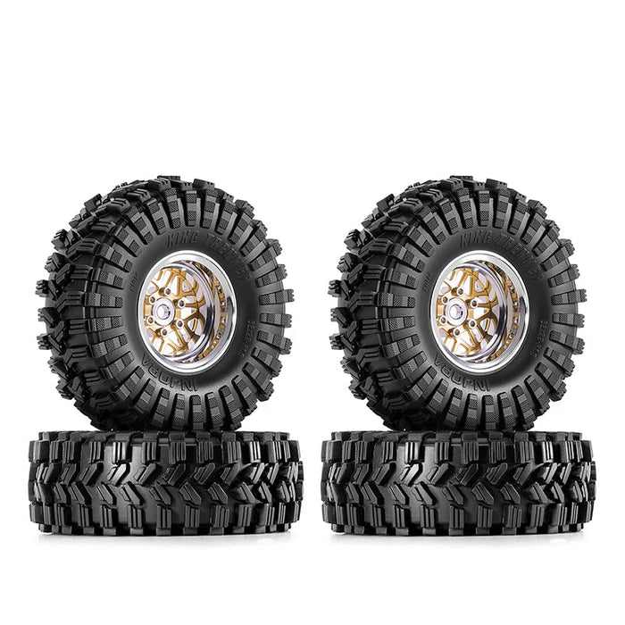 Injora YQW-MW1014SR-1014 1.0" Deep Dish Aluminum Micro Crawler Beadlock Wheels with Swamp Claw Tires