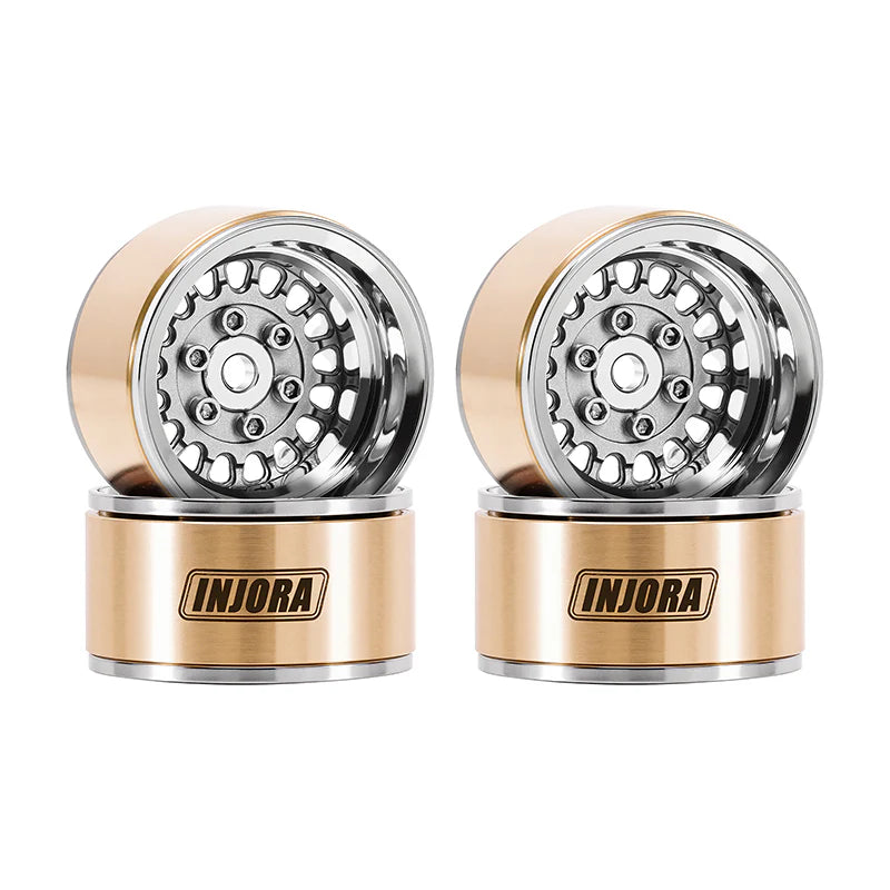 Injora YQW-MW1016GL Grey 1.0" ModuWheel Brass & Aluminum Micro Crawler Beadlock Wheels (21g ea - 4 Pack)