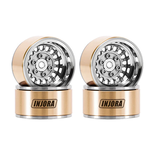 Injora YQW-MW1016GL Grey 1.0" ModuWheel Brass & Aluminum Micro Crawler Beadlock Wheels (21g ea - 4 Pack)