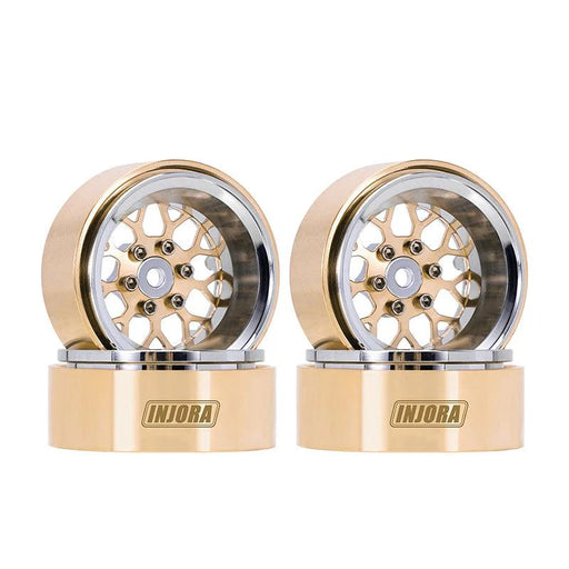 Injora YQW-MW1307SR Bronze/Chrome 1.3" ModuWheel Brass & Aluminum Micro Rock Crawler Beadlock Wheels (43g ea - 4 Pack)