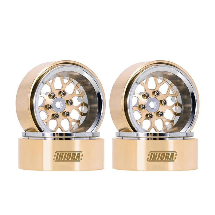 Injora YQW-MW1307SR Bronze/Chrome 1.3" ModuWheel Brass & Aluminum Micro Rock Crawler Beadlock Wheels (43g ea - 4 Pack)