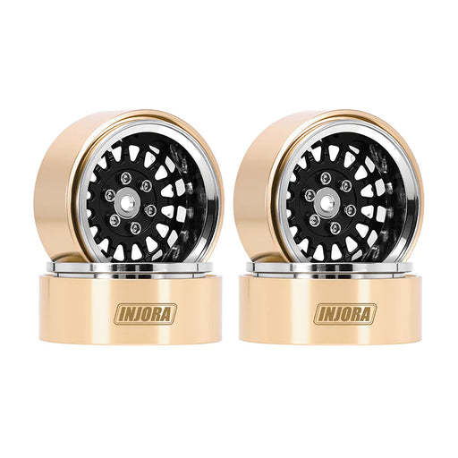 Injora YQW-MW1316BK Black 1.3" ModuWheel Brass & Aluminum Micro Crawler Beadlock Wheels (40.5g ea - 4 Pack)