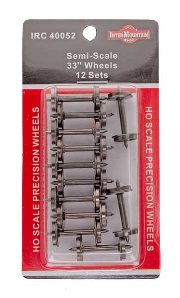 Intermountain 40052 HO Scale 33" Semi-Scale Metal Brass Wheelsets (12 Pack)