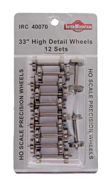 Intermountain 40070 HO Scale High Detail 33" Metal Brass Wheelsets (12 Pack)