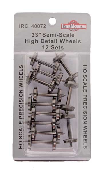 Intermountain 40072 HO Scale High Detail 33" Semi-Scale Metal Brass Wheelsets (12 Pack)