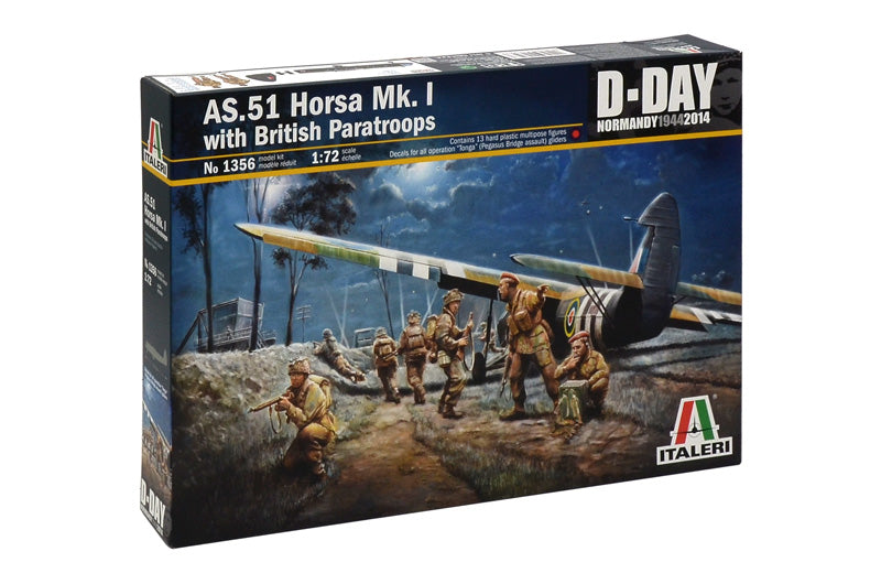 Italeri 1356 1/72 AS51 Horsa Mk I Aircraft w/ Paratroops Model Kit
