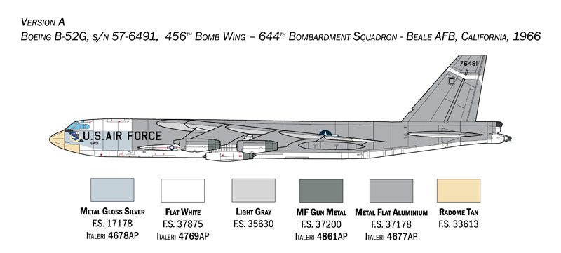 Italeri 1451 1/72 B-52G Stratofortress Early Version with Hound Dog Missiles Model Kit