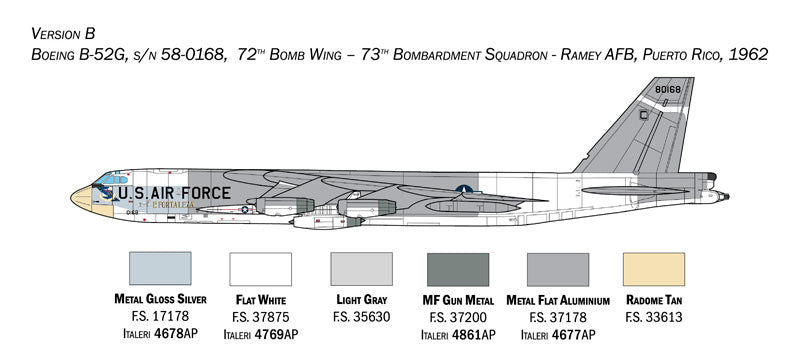 Italeri 1451 1/72 B-52G Stratofortress Early Version with Hound Dog Missiles Model Kit