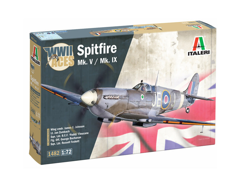 Italeri 1482 1/72 WWII Aces: Supermarine Spitfire Mk. V / Mk. IX Model Aircraft Kit