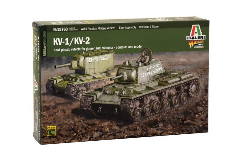 Italeri 15763 1/56 Kv1/Kv2 Tank with Driver Model Kit
